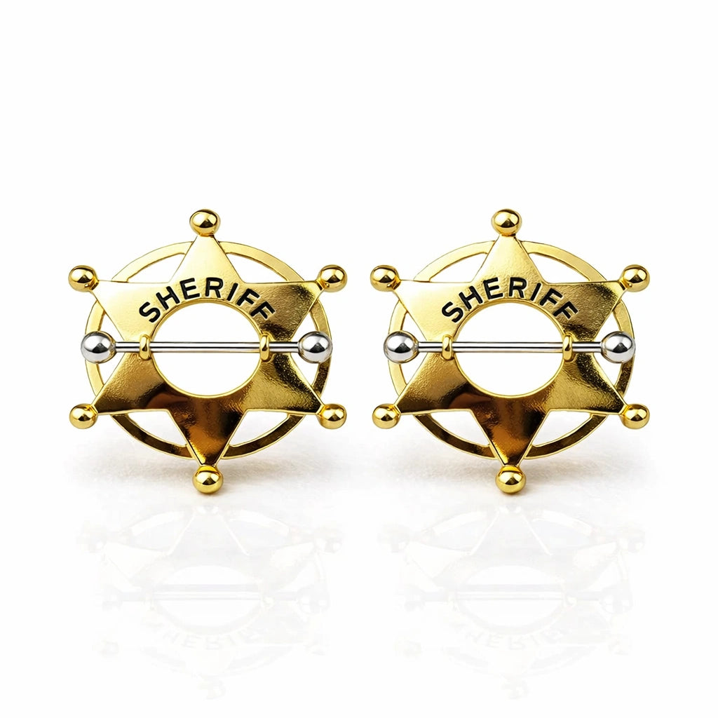 1 Pair of Rose Gold Plated Sheriff Nipple Shield Rings