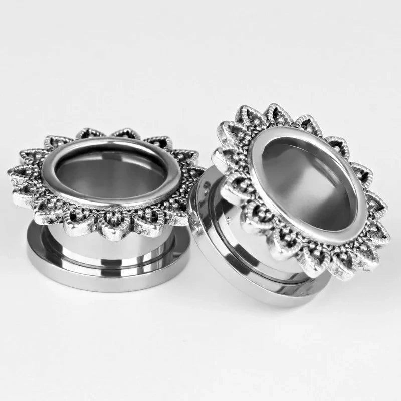 1 Pair Simple Retro Screw Tunnels Gauges Stretcher Piercings Ear Plugs - QIAO CrystalQIAO CrystalQIAO Crystal