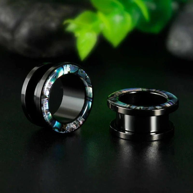 1 Pair Stainless Steel Tunnels Gem Ear Plugs Eyelet Gauges for Ears Screw - QIAO CrystalQIAO CrystalQIAO Crystal