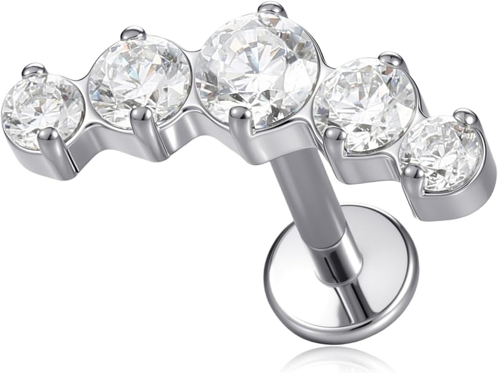 1 Piece Flat Back Earrings Cartilage Studs Tragus Conch Helix Piercings Cubic Zirconia Earring - QIAO CrystalQIAO CrystalQIAO Crystal