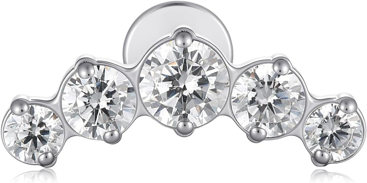 1 Piece Flat Back Earrings Cartilage Studs Tragus Conch Helix Piercings Cubic Zirconia Earring - QIAO CrystalQIAO CrystalQIAO Crystal