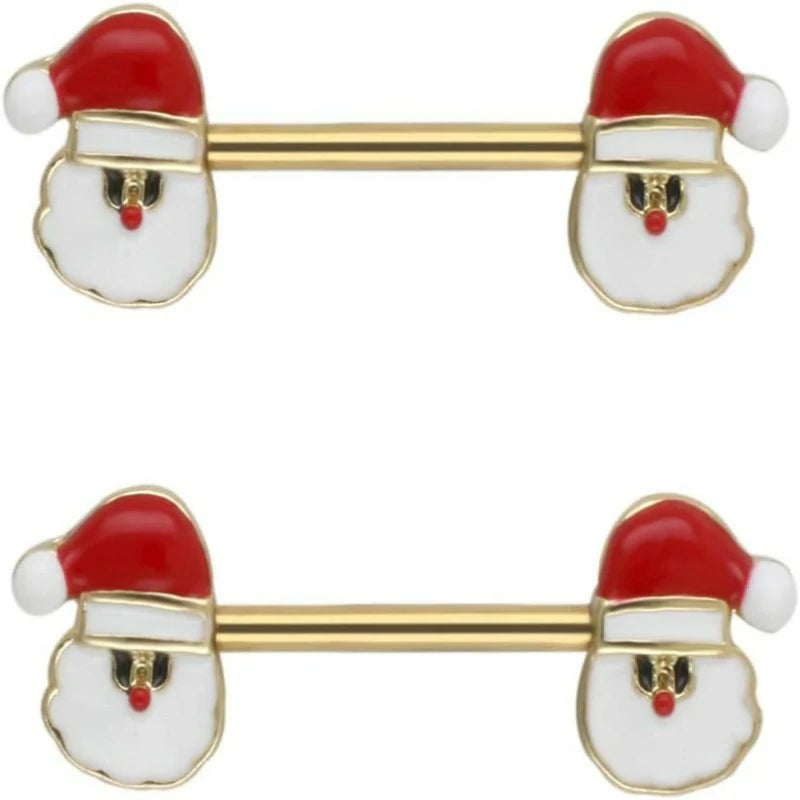 14G Christmas Small Bell Round Nipple Ring 316L Surgical Stainless Steel Nipple Barbell