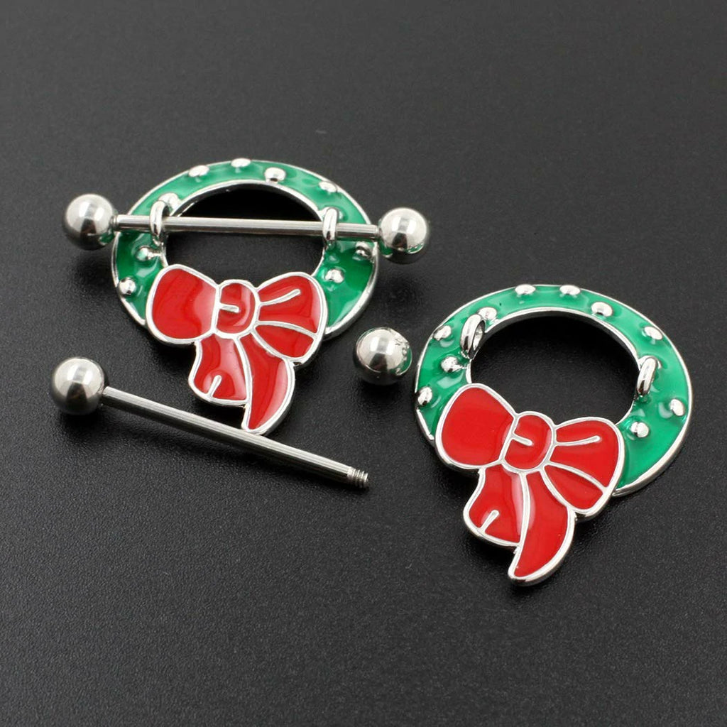 Christmas Small Bell Round Nipple Ring 316L Steel Nipple Barbell