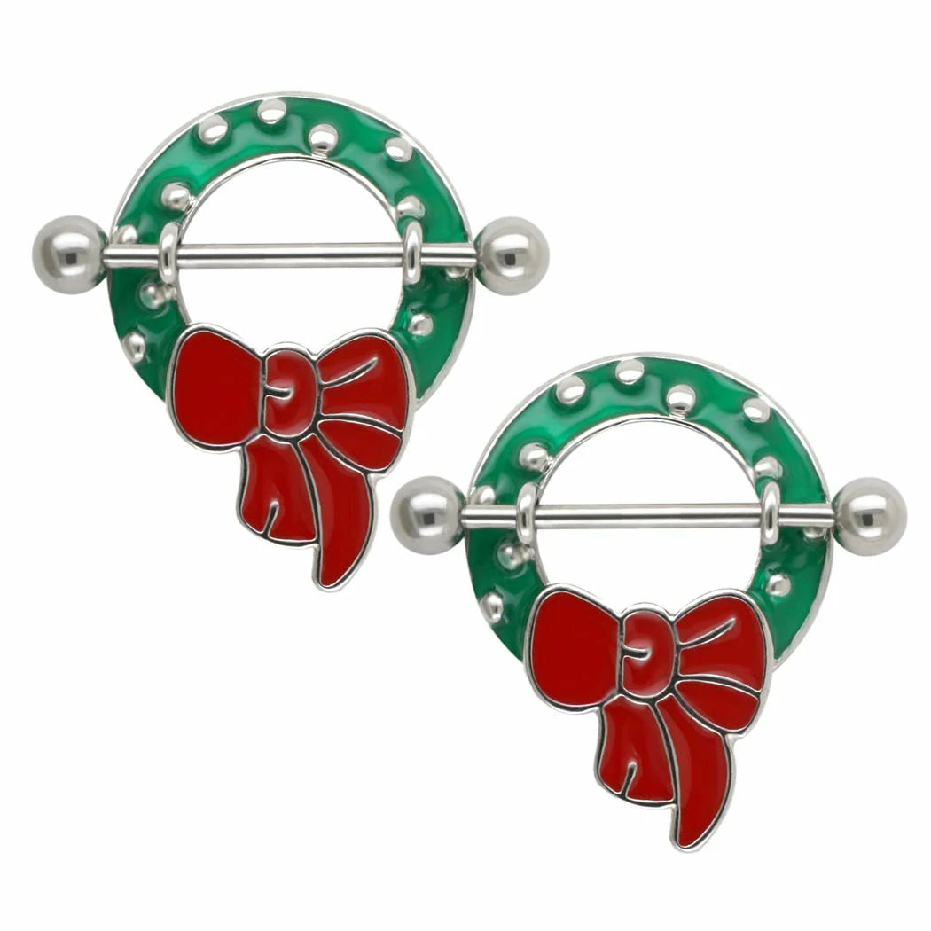 Christmas Small Bell Round Nipple Ring 316L Steel Nipple Barbell