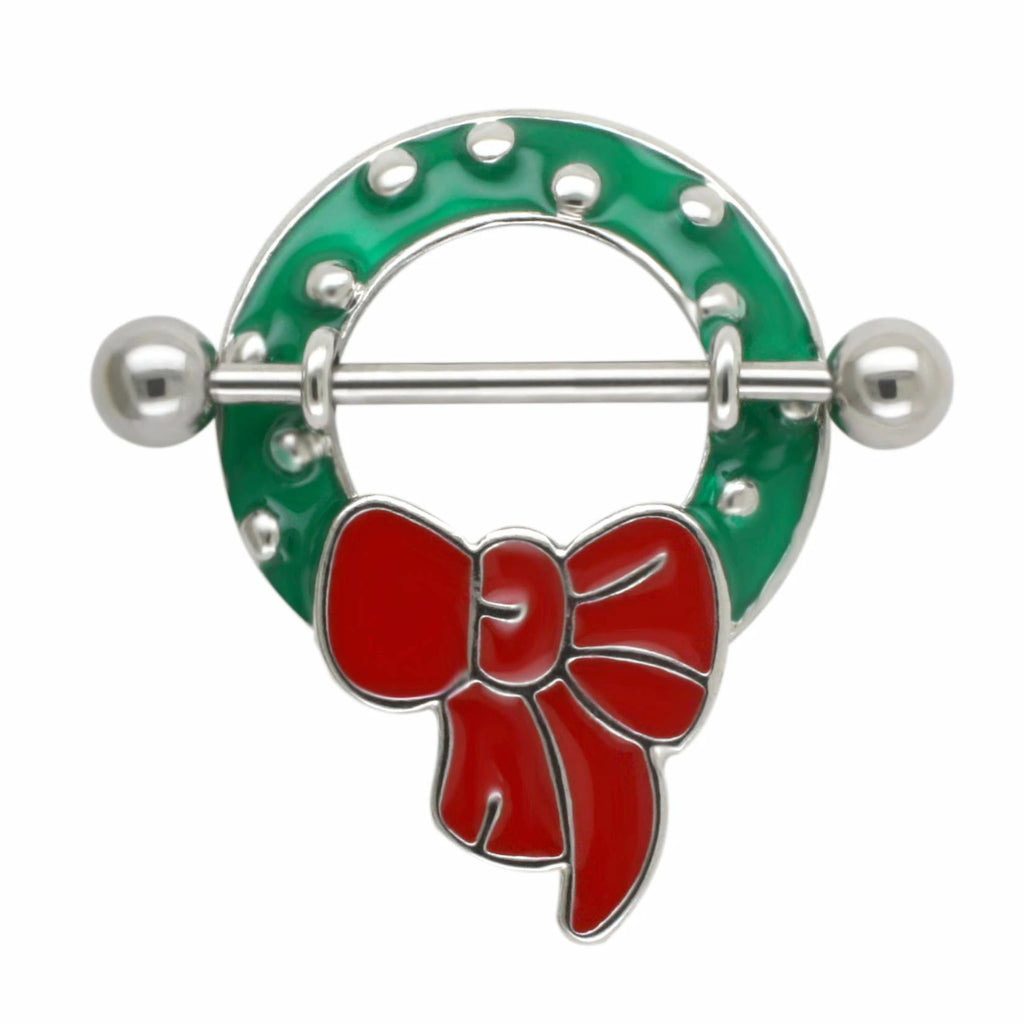 Christmas Small Bell Round Nipple Ring 316L Steel Nipple Barbell