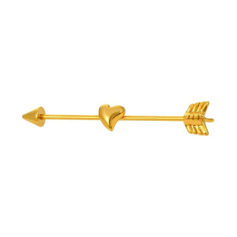 14G Heart Arrow Industrial Barbell Earring Stainless Steel Industrial Piercing Jewelry