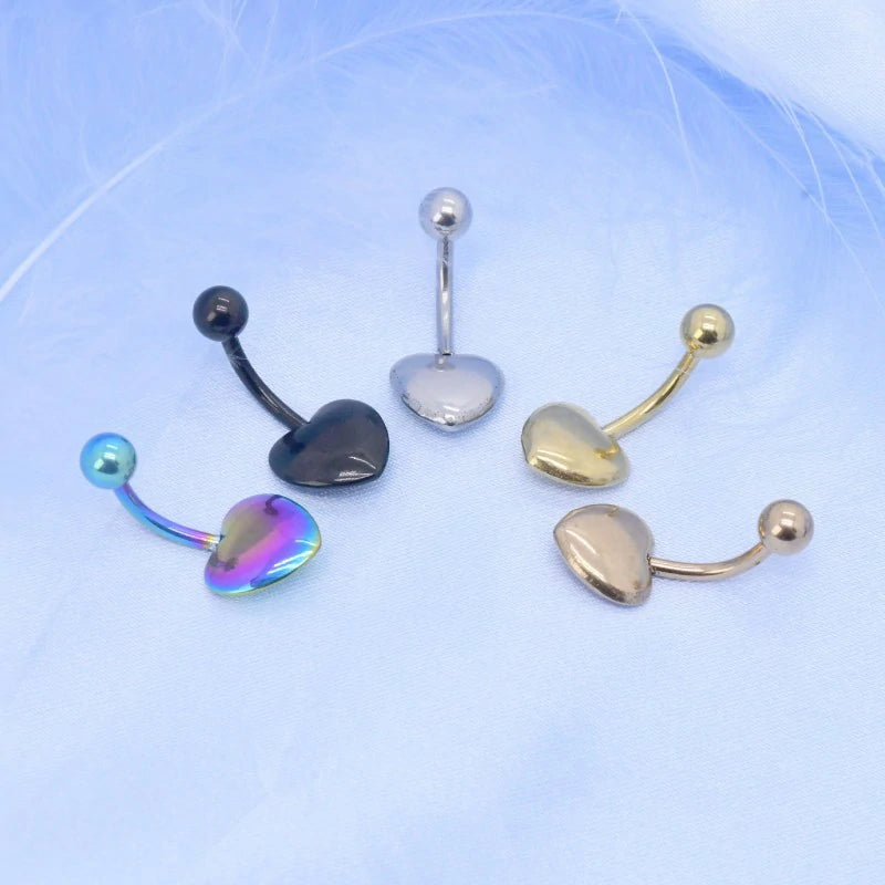 14G Heart Belly Button Rings made of 316L Surgical Steel Minimalist Star