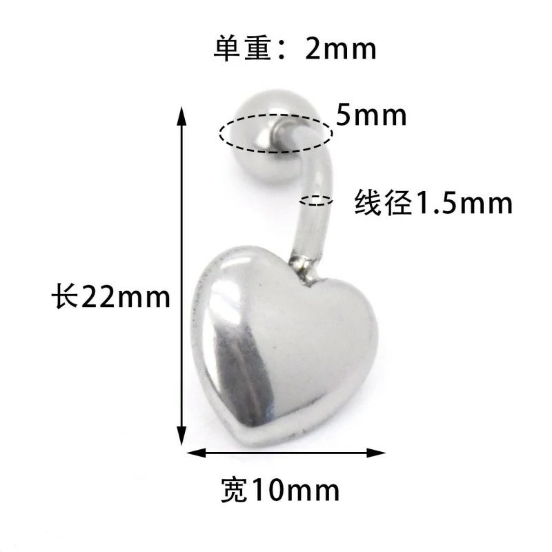 14G Heart Belly Button Rings made of 316L Surgical Steel Minimalist Star