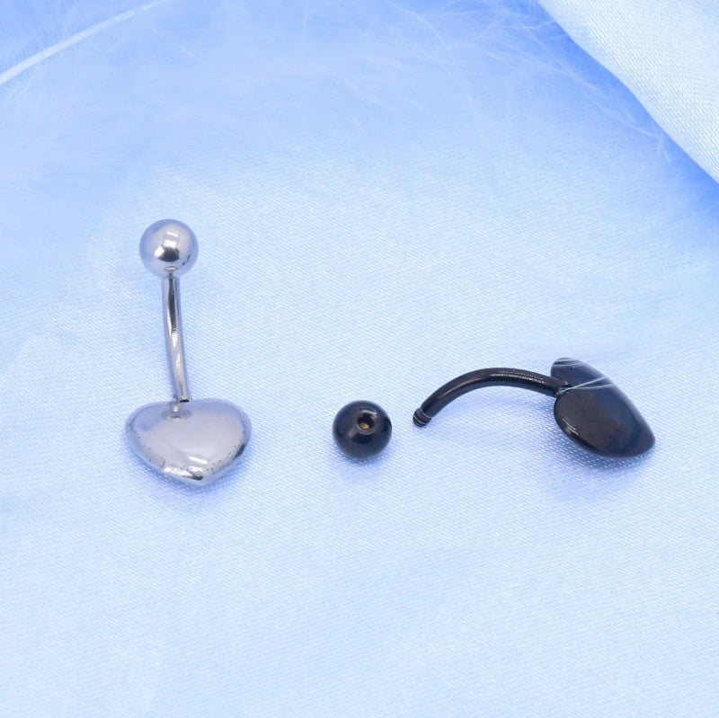14G Heart Belly Button Rings made of 316L Surgical Steel Minimalist Star