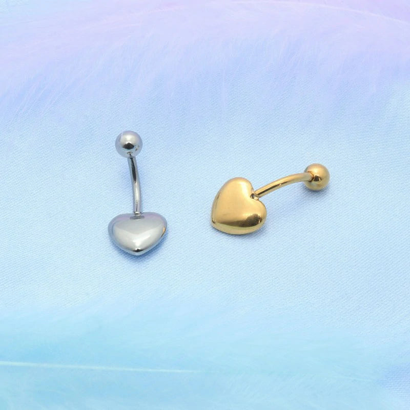 14G Heart Belly Button Rings made of 316L Surgical Steel Minimalist Star
