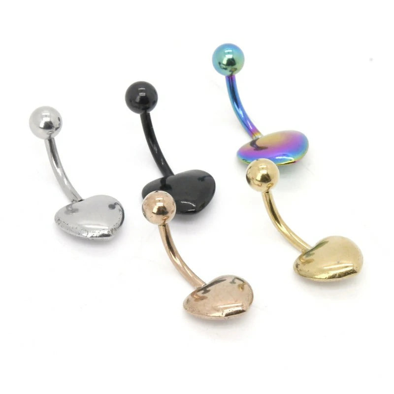 14G Heart Belly Button Rings made of 316L Surgical Steel Minimalist Star