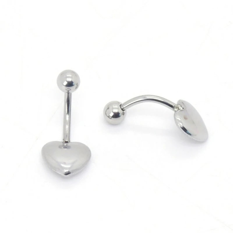 14G Heart Belly Button Rings made of 316L Surgical Steel Minimalist Star