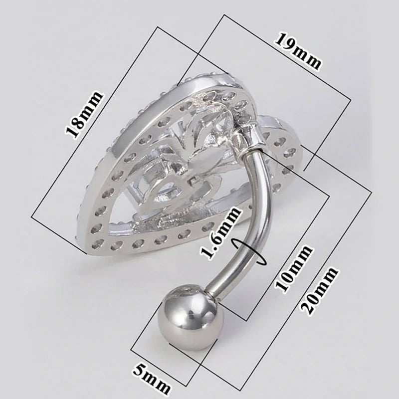 14G Heart Spider Reverse Belly Button Rings Stainless Steel Cubic Zirconia Belly