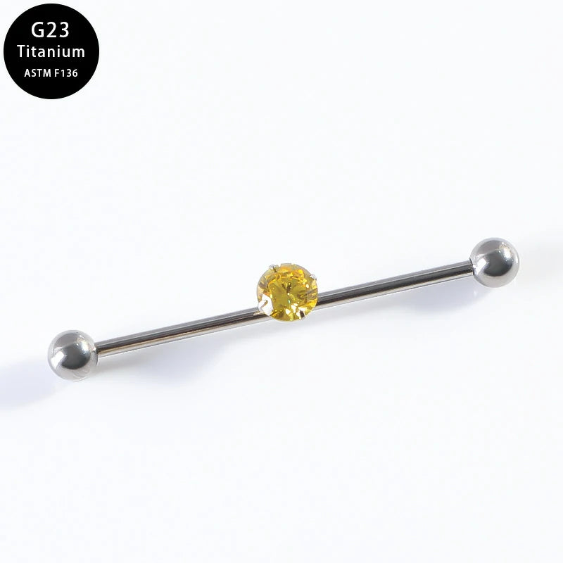 G23 Titanium 14G Barbell 5mm Ball Set Internally Threaded Ends Cartilage Earrings CZ Industrial Earring Crystal Body Piercing