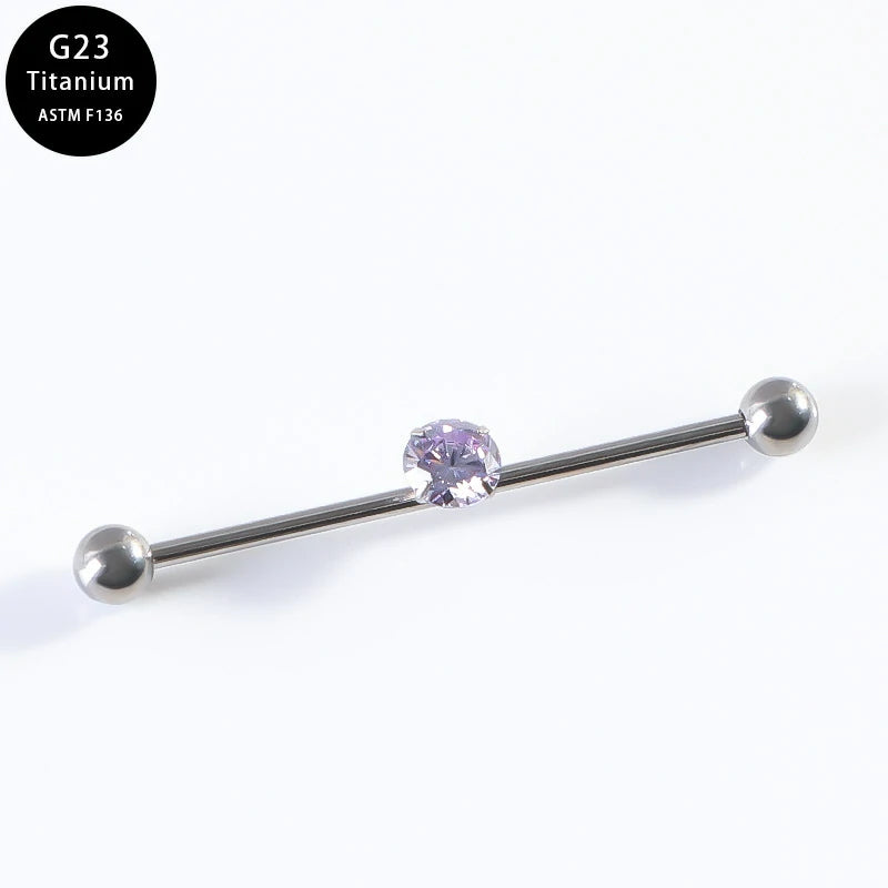 G23 Titanium 14G Barbell 5mm Ball Set Internally Threaded Ends Cartilage Earrings CZ Industrial Earring Crystal Body Piercing