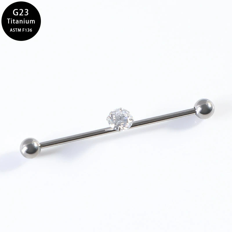 G23 Titanium 14G Barbell 5mm Ball Set Internally Threaded Ends Cartilage Earrings CZ Industrial Earring Crystal Body Piercing