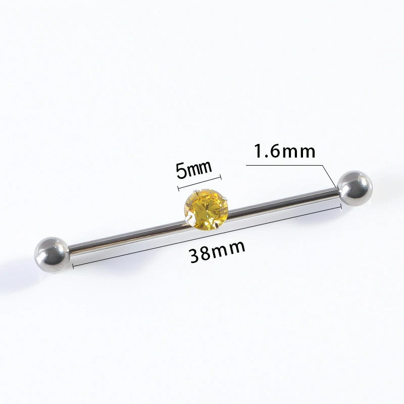 G23 Titanium 14G Barbell 5mm Ball Set Internally Threaded Ends Cartilage Earrings CZ Industrial Earring Crystal Body Piercing