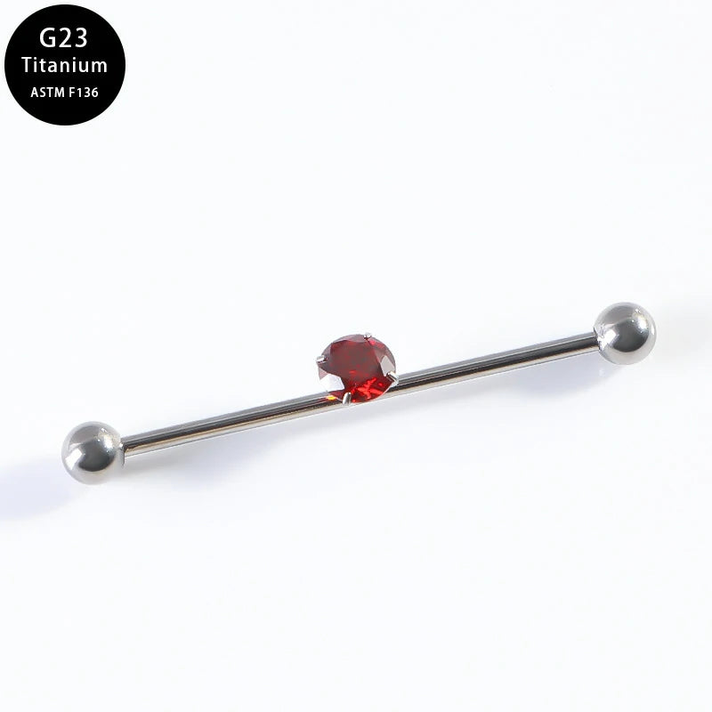 G23 Titanium 14G Barbell 5mm Ball Set Internally Threaded Ends Cartilage Earrings CZ Industrial Earring Crystal Body Piercing