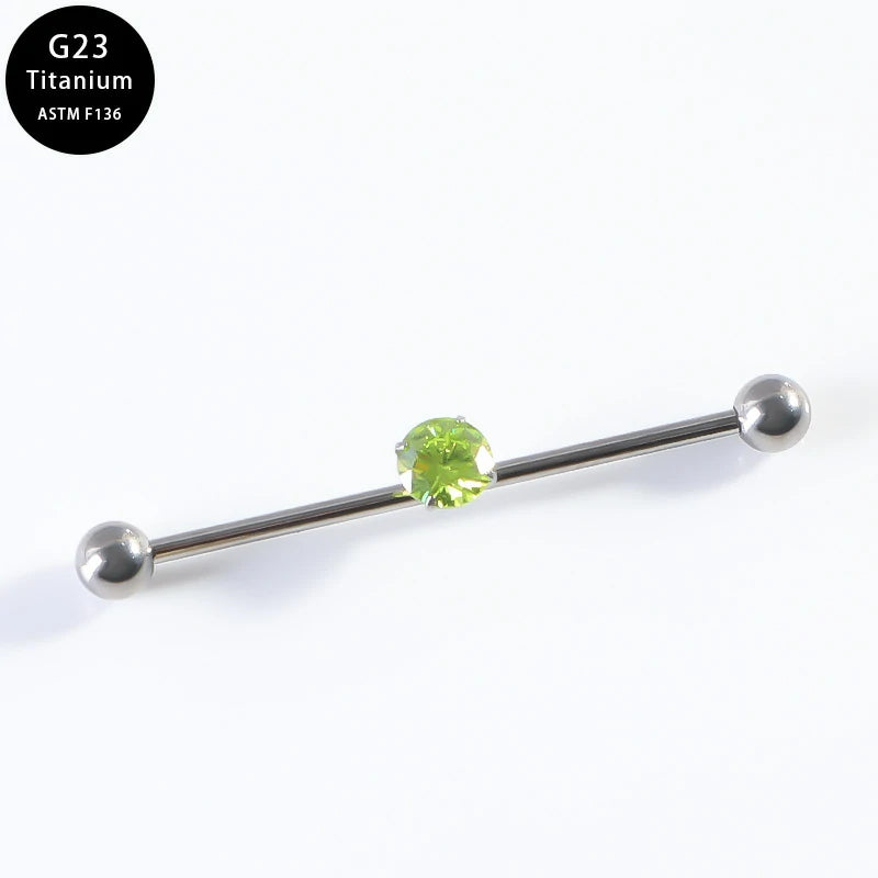 G23 Titanium 14G Barbell 5mm Ball Set Internally Threaded Ends Cartilage Earrings CZ Industrial Earring Crystal Body Piercing