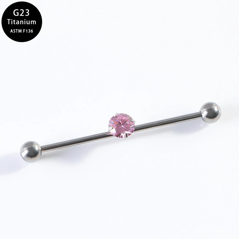 G23 Titanium 14G Barbell 5mm Ball Set Internally Threaded Ends Cartilage Earrings CZ Industrial Earring Crystal Body Piercing