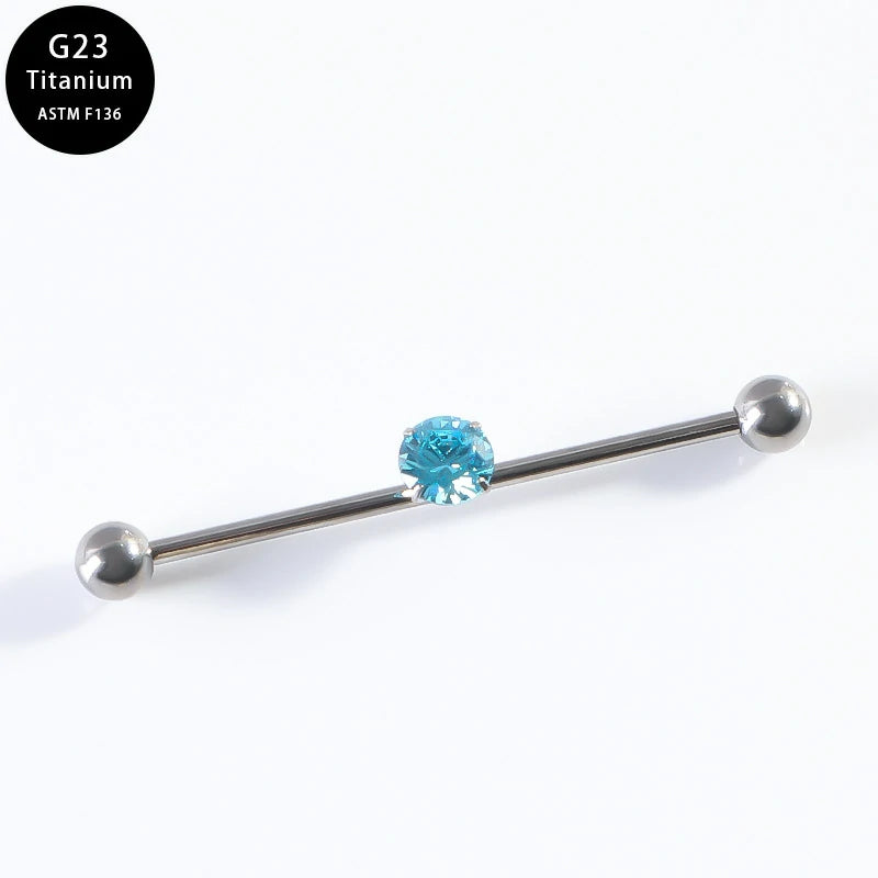 G23 Titanium 14G Barbell 5mm Ball Set Internally Threaded Ends Cartilage Earrings CZ Industrial Earring Crystal Body Piercing