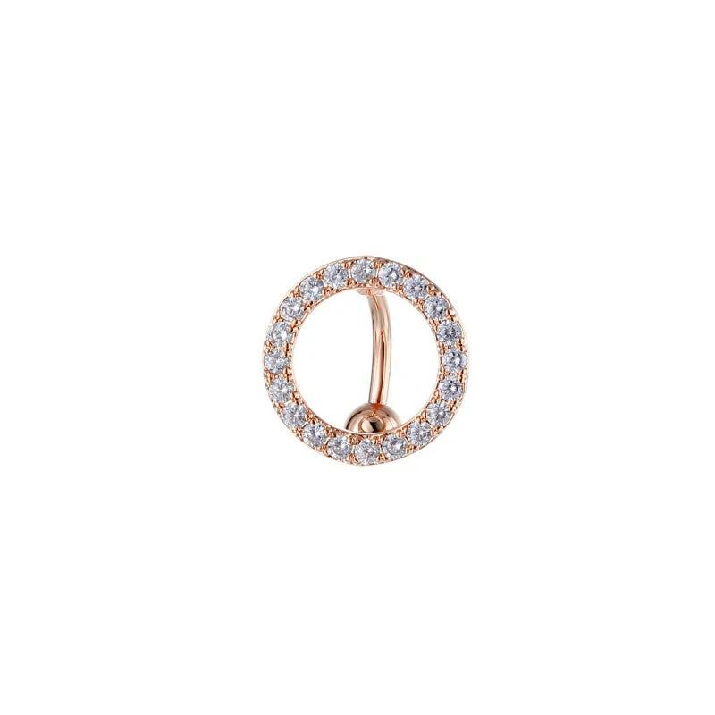 14G Round Shape Belly Rings Pave CZ Crystal Top Down Belly