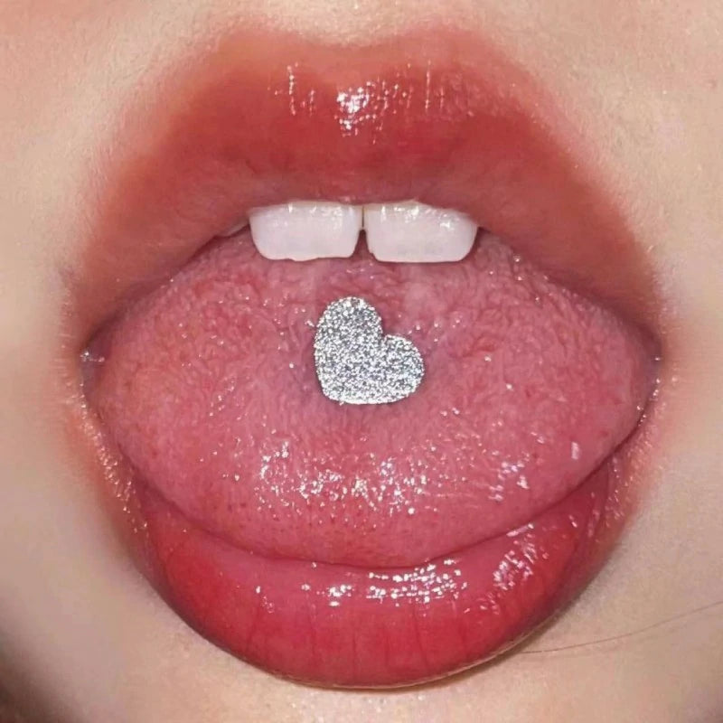 14G Stainless Steel Tongue Rings Straight Barbells Heart Shape Rose Shape Tongue Piercing Jewelry