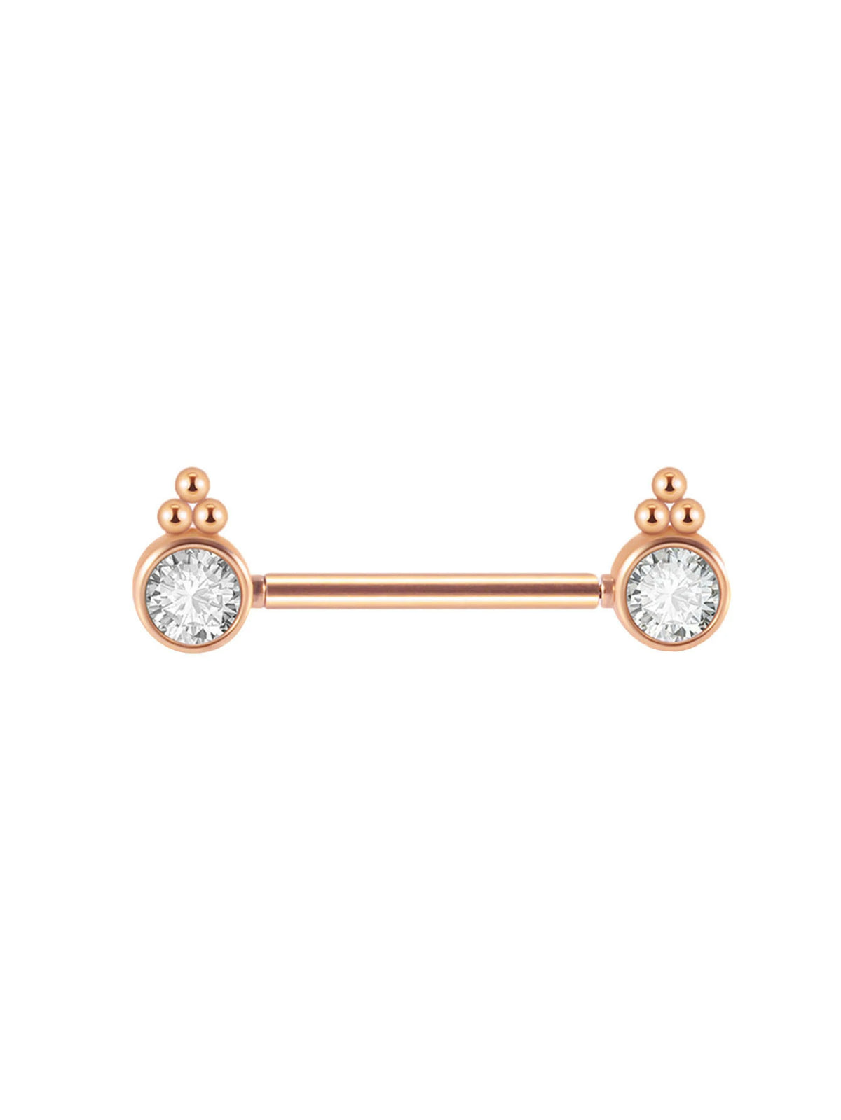 14G Surgical Steel & Gold Plated CZ Gem-Set Flower Petal Nipple Piercing Barbell