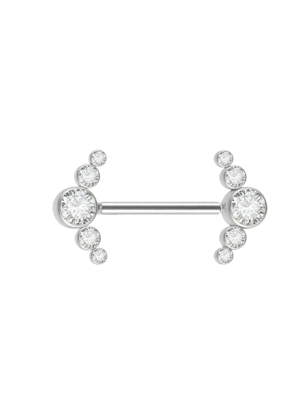 14G Surgical Steel & Gold Plated CZ Gem-Set Flower Petal Nipple Piercing Barbell