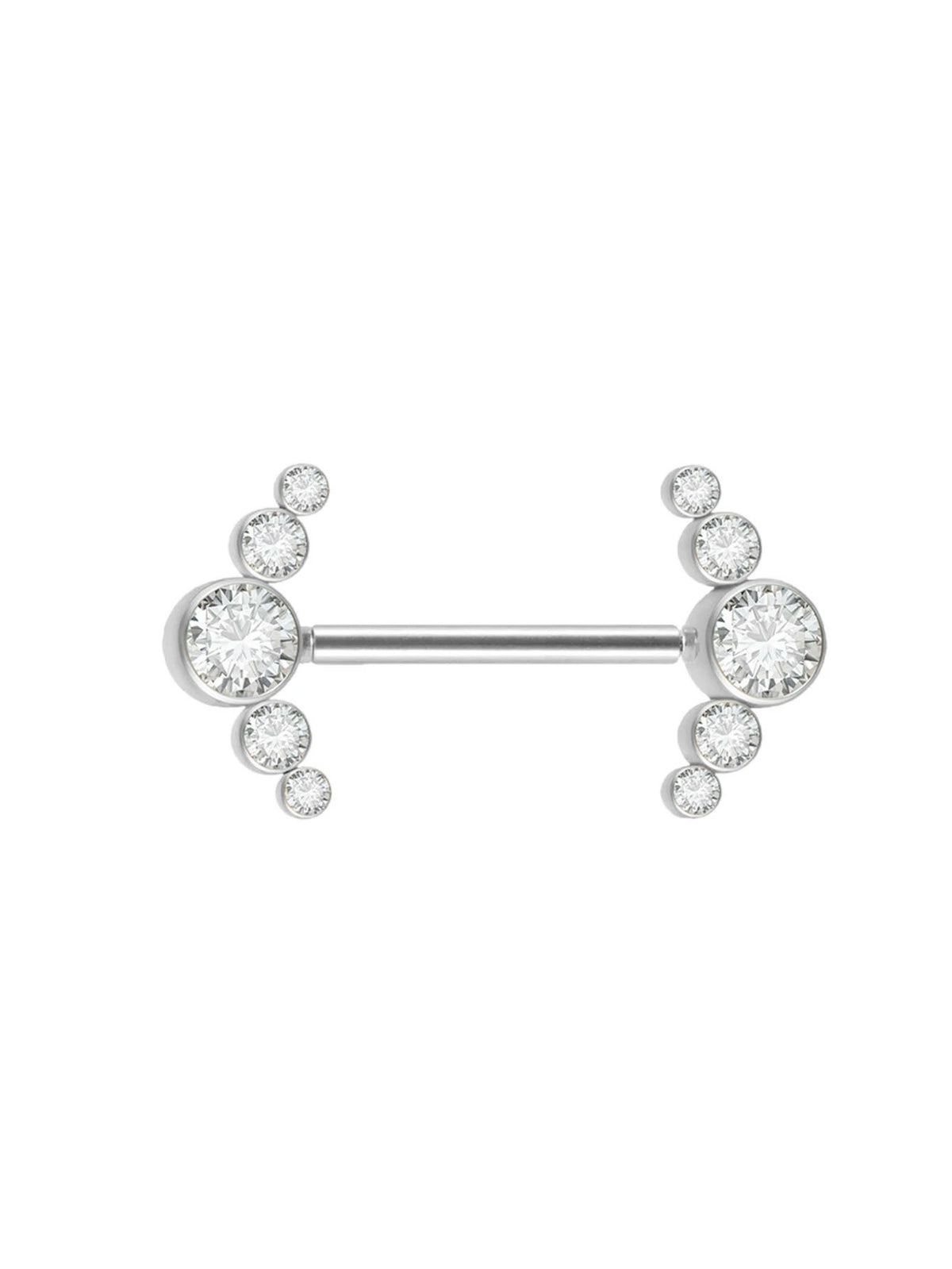 14G Surgical Steel & Gold Plated CZ Gem-Set Flower Petal Nipple Piercing Barbell
