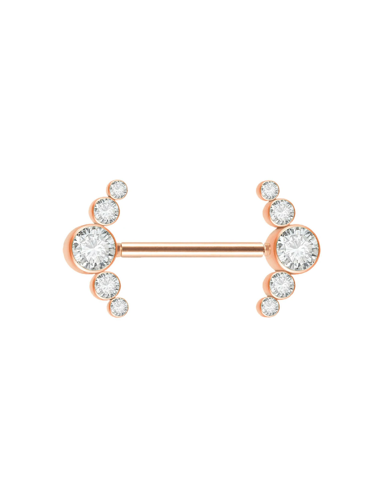 14G Surgical Steel & Gold Plated CZ Gem-Set Flower Petal Nipple Piercing Barbell