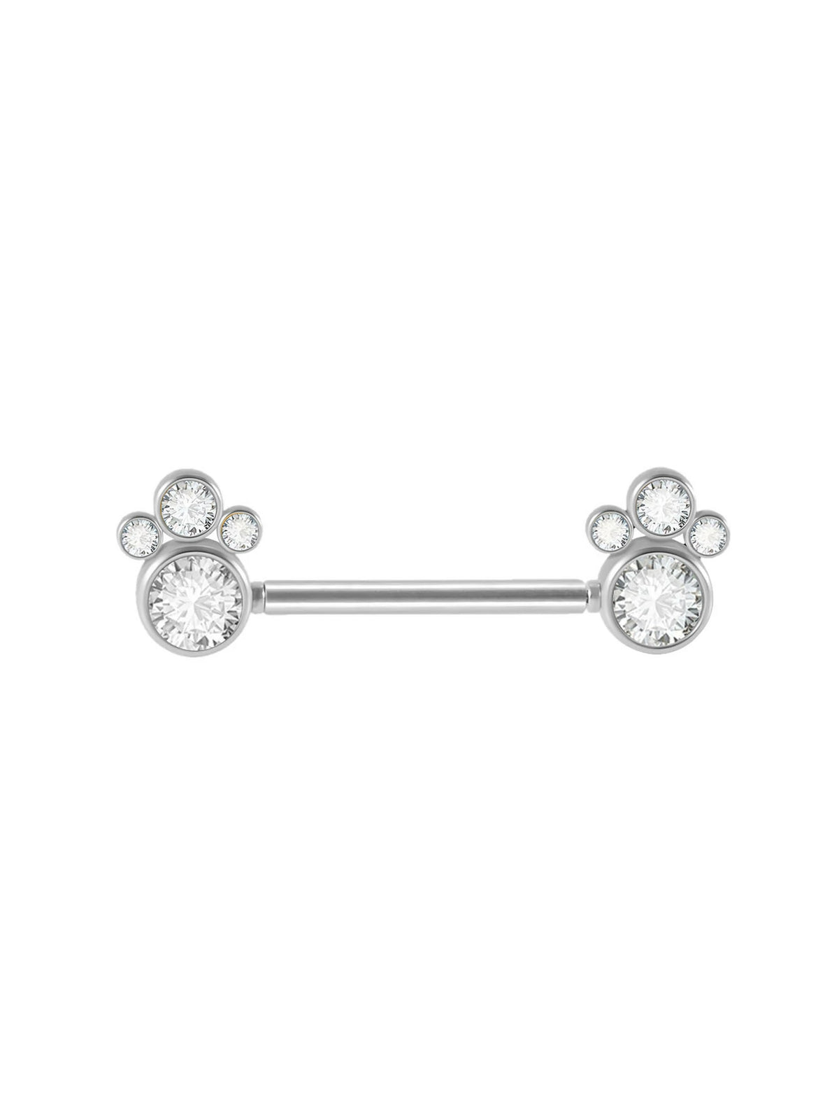 14G Surgical Steel & Gold Plated CZ Gem-Set Flower Petal Nipple Piercing Barbell