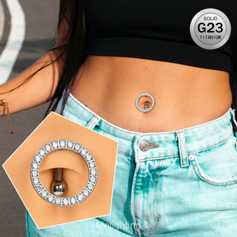 14G Titanium Belly Button Ring, Reverse Belly Ring for Women