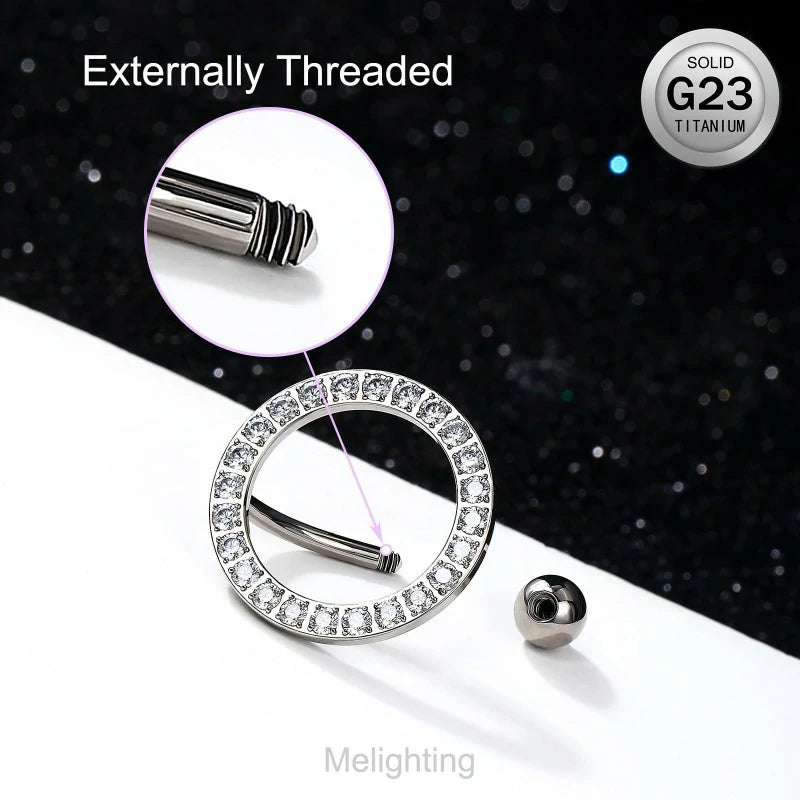 14G Titanium Belly Button Ring, Reverse Belly Ring for Women