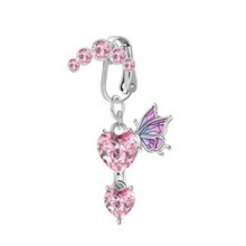 14G Titanium Floating Belly Button Rings Cute Navel Piercing Jewelry With Sparkling Aurora Crystal Pendant