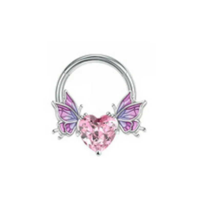 14G Titanium Floating Belly Button Rings Cute Navel Piercing Jewelry With Sparkling Aurora Crystal Pendant