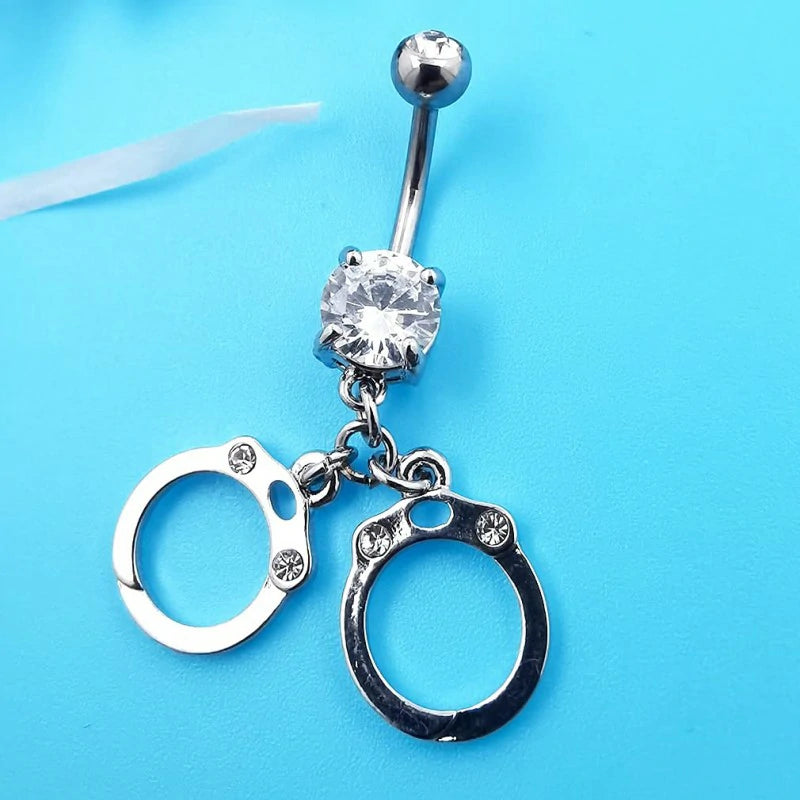 14G(1.6mm) Multicolor Sea Turtle Curved Barbell Dangle Belly Button Ring 316L Stainless Steel