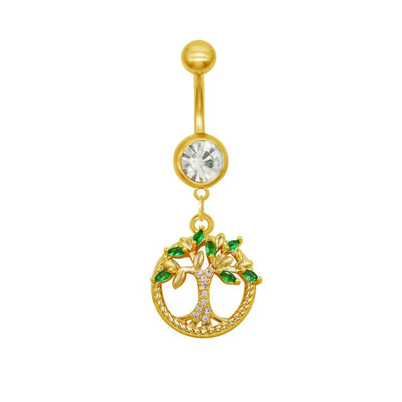 14G Lotus Tree Belly Button Rings Dangle Belly Navel Rings