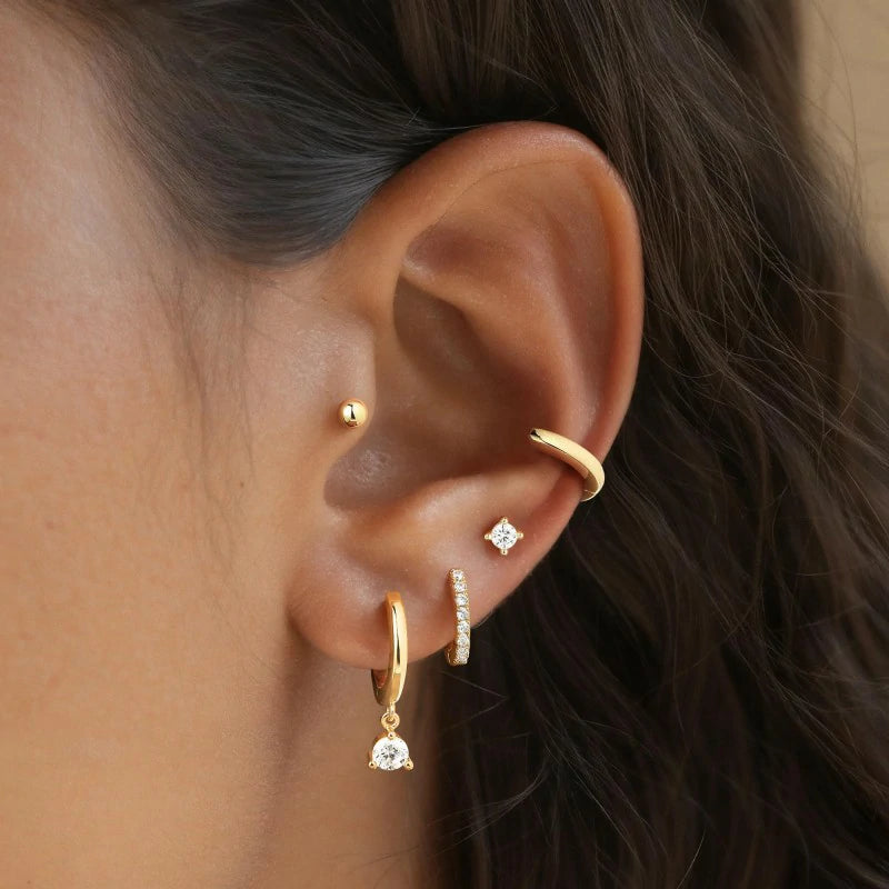 14K Gold Ear Cuff No Piercing Adjustable Cartilage Earrings 925 Sterling Silver Ear Clip Fake Earrings