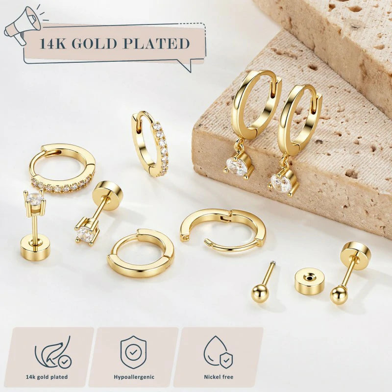 14K Gold Ear Cuff No Piercing Adjustable Cartilage Earrings 925 Sterling Silver Ear Clip Fake Earrings