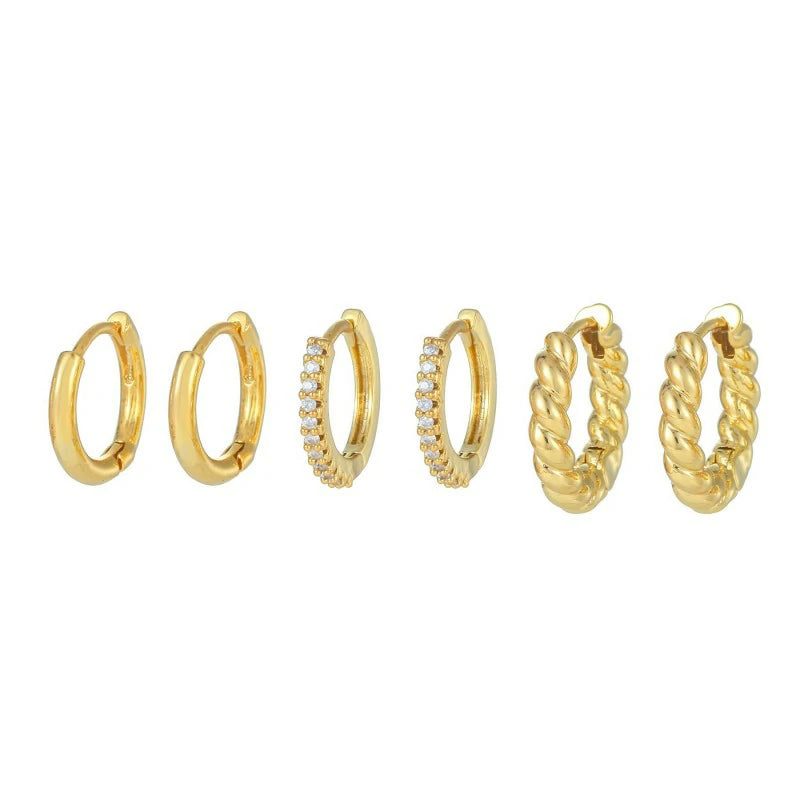 14K Gold Moon Star Tassel Chain Stud Earring Set Asymmetric Trendy Stacked Earrings