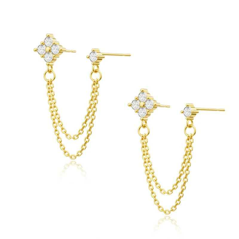 14K Gold Plated Dangle Earrings Dainty Small Long Chain Earring