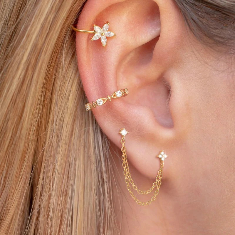 14K Gold Plated Dangle Earrings Dainty Small Long Chain Earring