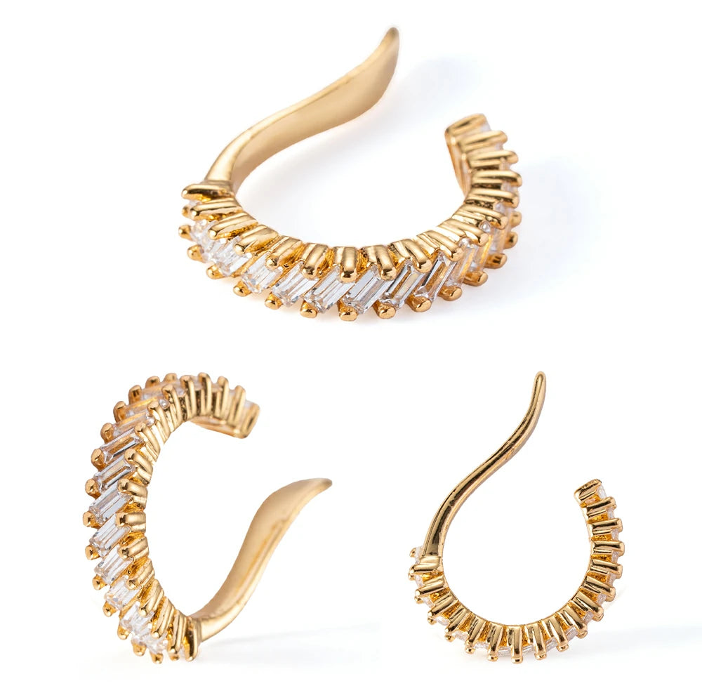 14K Gold Plated Ear Cuff Earrings Dainty Ear Cuffs Clip on Earrings Non Piercing Trendy Cubic Zirconia