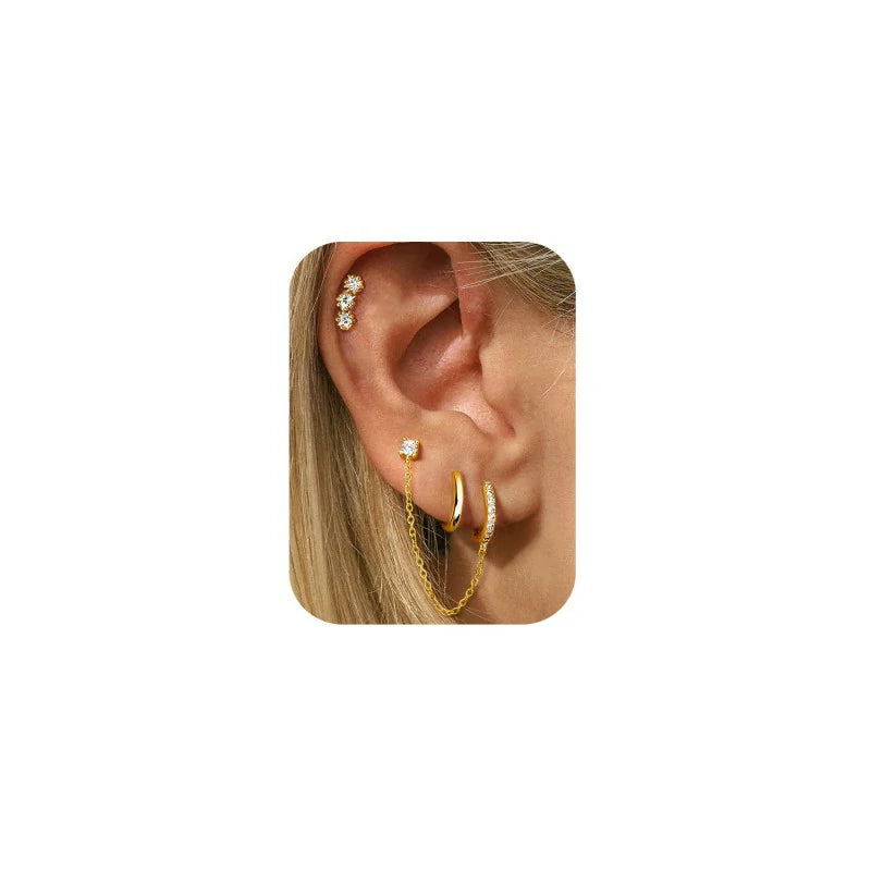 14K Gold Plated Earring Hypoallergenic Earrings Set for Multiple Piercing