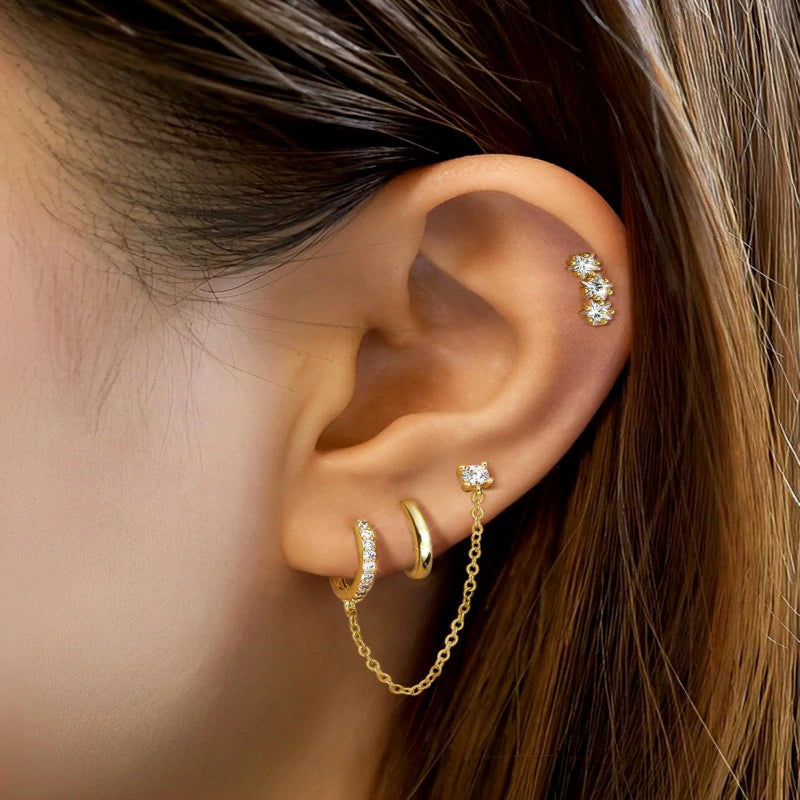 14K Gold Plated Earring Hypoallergenic Earrings Set for Multiple Piercing