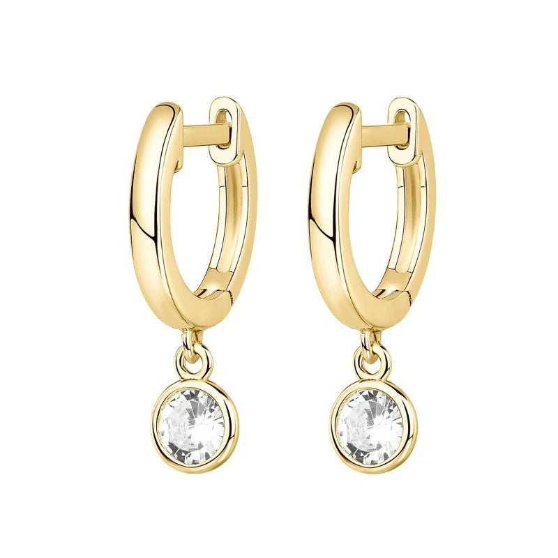 14K Gold Plated Huggie Hoop Earrings with Charms Posts Dainty Motif Huggie Hoop Dangle Earrings