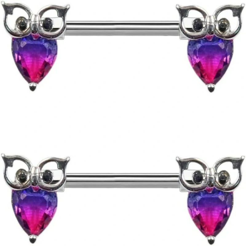 14G 316L Cute Animal Stainless Steel Turtle Cat Rabbit Nipple Barbell Rings
