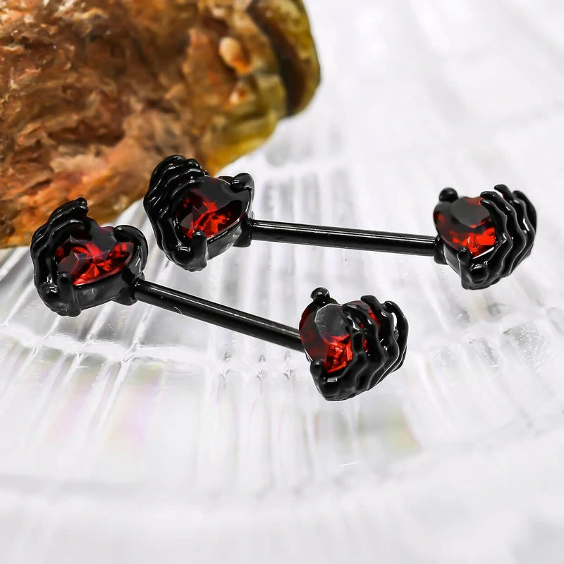 14G 316L Surgial Steel Halloween Nipple Barbell Rings Devil Heart Nipple Rings