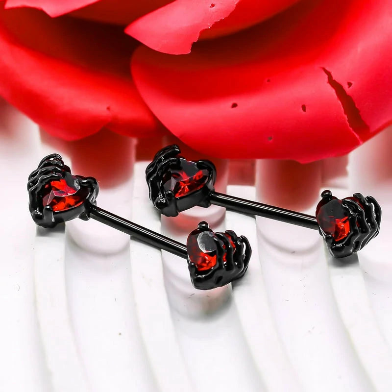 14G 316L Surgial Steel Halloween Nipple Barbell Rings Devil Heart Nipple Rings